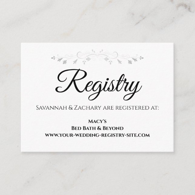 Silver Blüh Wedding Registry Enclosure Card Begleitkarte (Vorderseite)