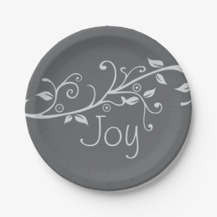 Silver Blühe Joy Weihnachten Party Pappteller