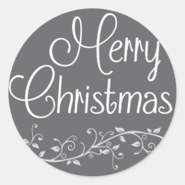 Silver Blühte Frohe Weihnachtsaufkleber Runder Aufkleber