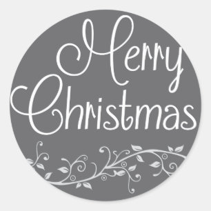 Silver Blühte Frohe Weihnachtsaufkleber Runder Aufkleber
