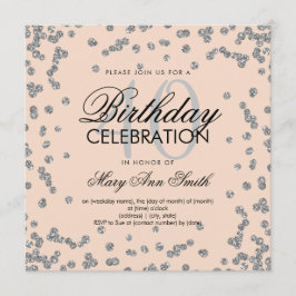 Silver Blush Pink Glitzer Confetti 40. Geburtstag Einladung