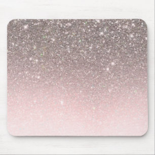 Silver & Blush Pink Glitzer Sparkle Glam Girl Mousepad