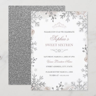 Silver Blush Winter Wonderland Sweet 16. Geburtsta Einladung