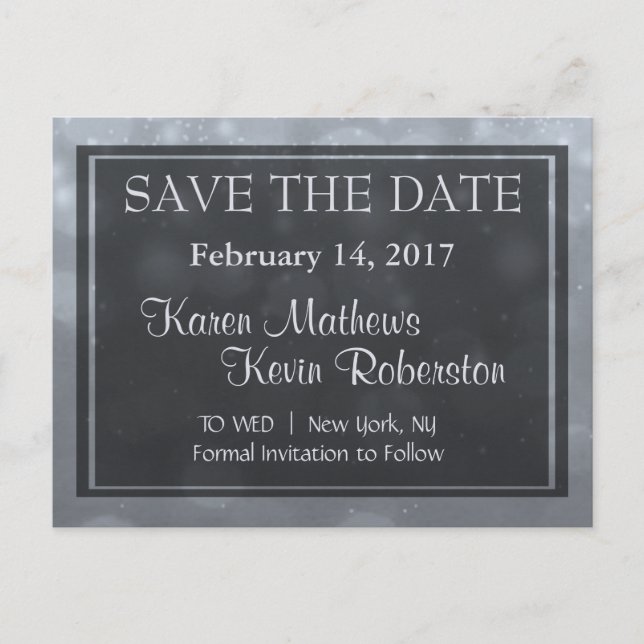 Silver Bokeh Lights Ankündigungspostkarte (Vorderseite)