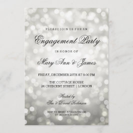 Silver Bokeh Lights Elegante Engagement Party Einladung