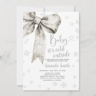 Silver Bow Baby It's Cold Outside Baby Shower Einladung