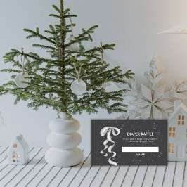 Silver Bow Winter Snow Diaper Raffle Baby Shower Begleitkarte