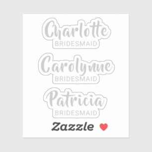Silver Bridesmaid Name Custom-Cut Vinyl Sticker