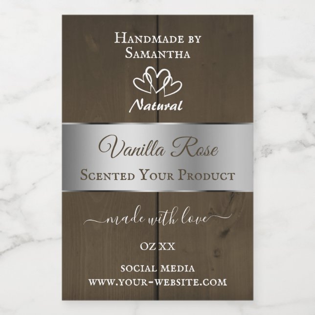 Silver Brown Wood Grain Packing Labels Lebensmitteletikett (Einzelnes Label)