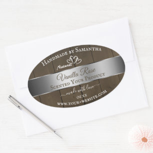 Silver Brown Wood Grain Packing Labels Ovaler Aufkleber