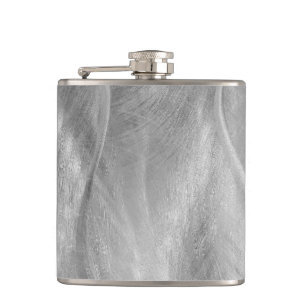 Silver Brushed Metal Abstrakt Flachmann
