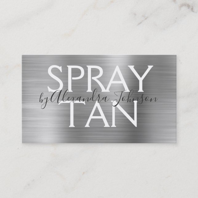 Silver Brushed Metal Spray Tan Visitenkarte (Vorderseite)
