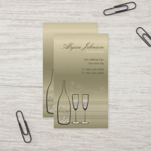 Silver Bubbles Champagner Cheers Chic Modern Visitenkarte