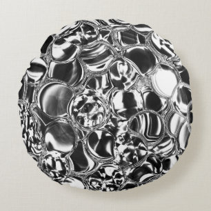 Silver bubbles with glass or metal tone rundes kissen