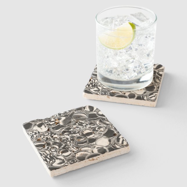 Silver bubbles with glass or metal tone steinuntersetzer (Seitenansicht)