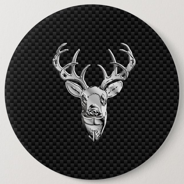Silver Buck on Carbon Fibre Decor Button (Vorderseite)