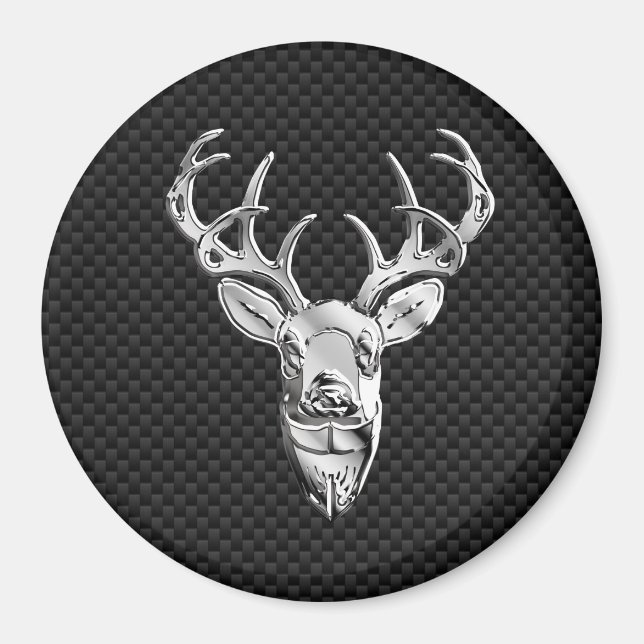 Silver Buck on Carbon Fibre Decor Magnet (Vorne)