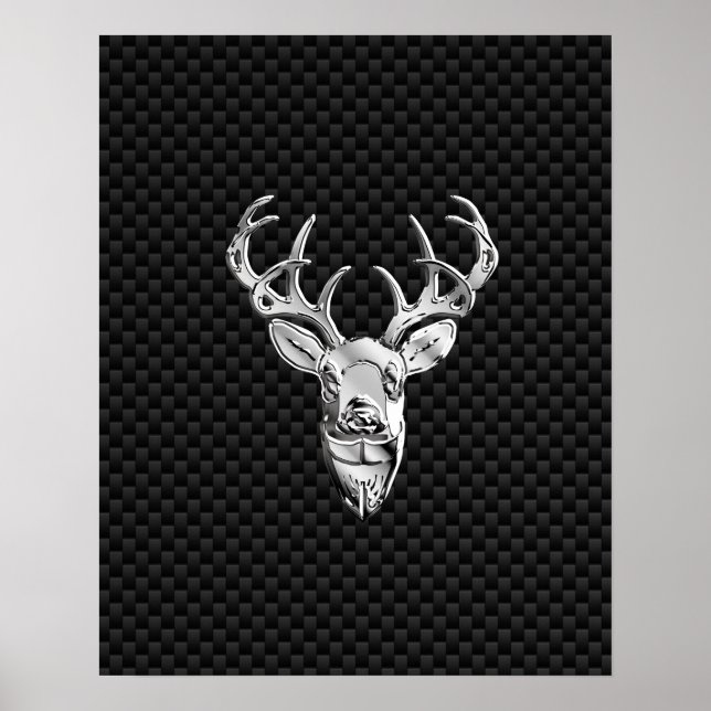 Silver Buck on Carbon Fibre Decor Poster (Vorne)