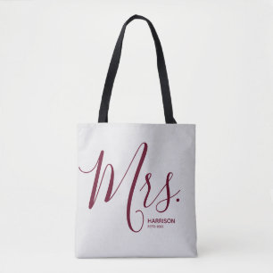 Silver & Burgund Moderner Text Personalisiert Mrs. Tasche