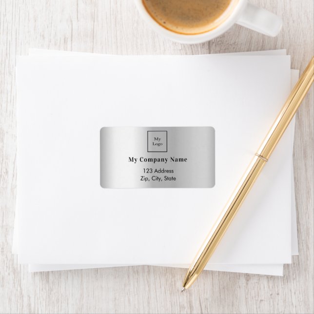 Silver Business Logo Rücksendeadresse Adressaufkleber (Insitu)