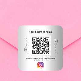 Silver Business Name qr Codeinstagramm Quadratischer Aufkleber