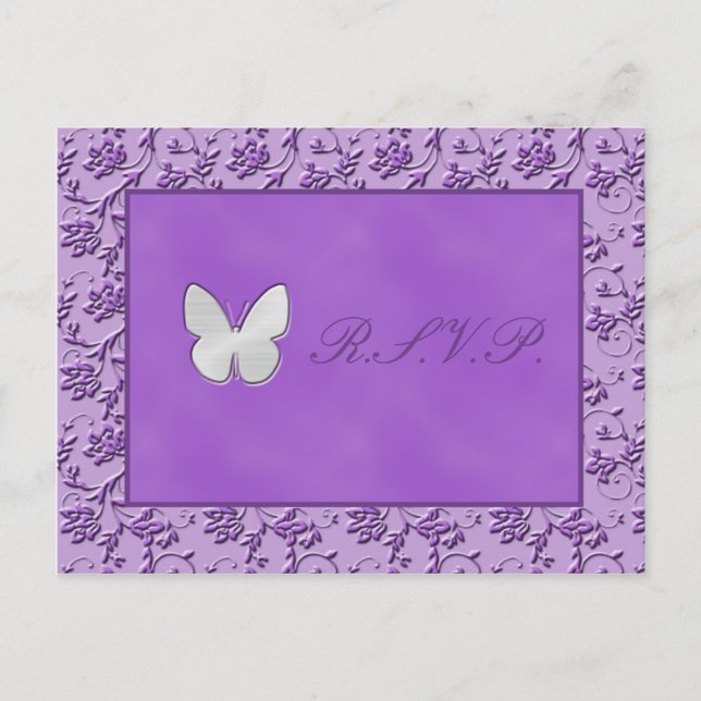 Silver Butterfly auf der Lila R.S.V.P. Postkarte (Vorderseite)