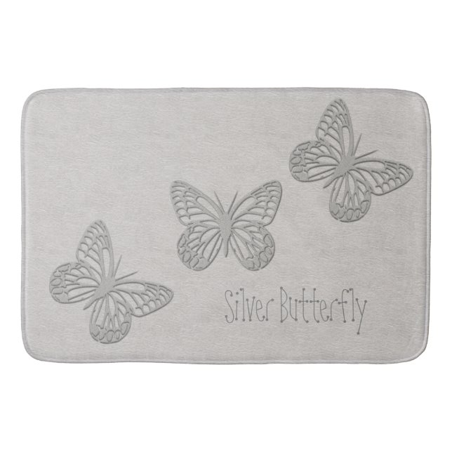 Silver Butterfly Gray Textured Bathmat Badematte (Vorderseite)