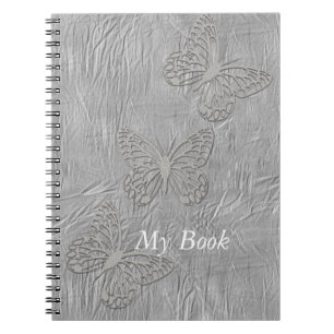 Silver Butterfly Silk Baby Shower Party Notizblock