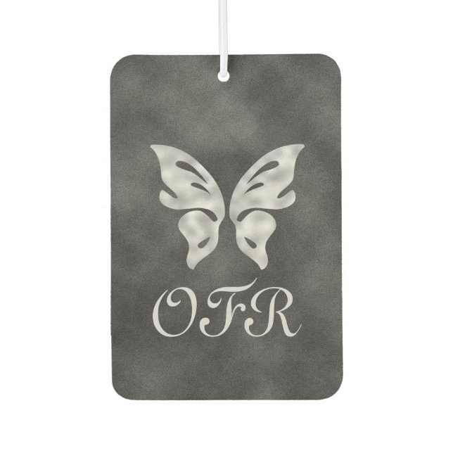 Silver Butterfly & Velvet Personalisiert Autolufterfrischer (Vorderseite)