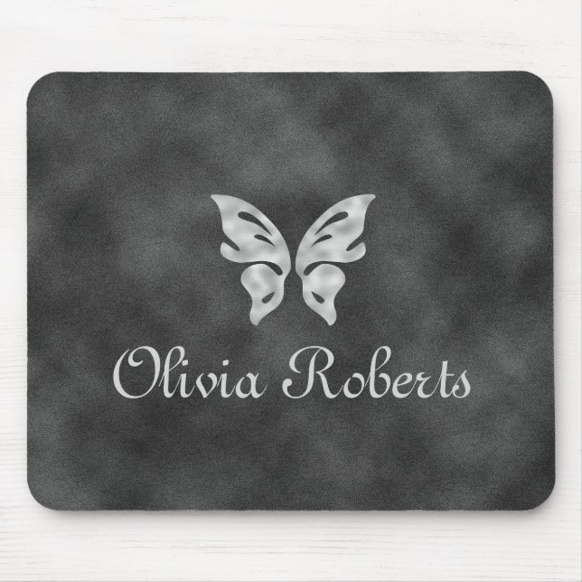 Silver Butterfly & Velvet Personalisiert Mouse Pad Mousepad (Vorne)
