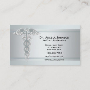 Silver Caduceus Medical Appointment Business Card Terminkarte