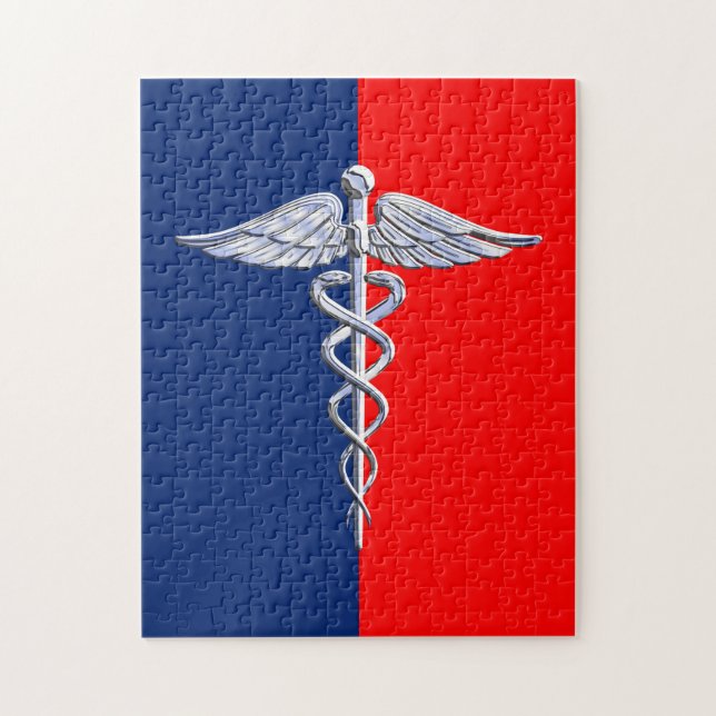 Silver Caduceus Medical Symbol League (Vertikal)
