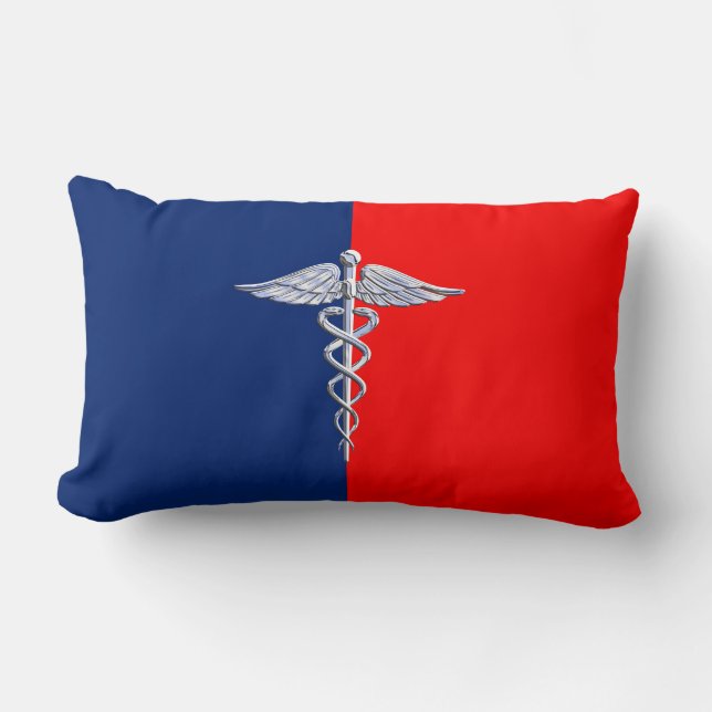 Silver Caduceus Medical Symbol League Lendenkissen (Vorderseite)
