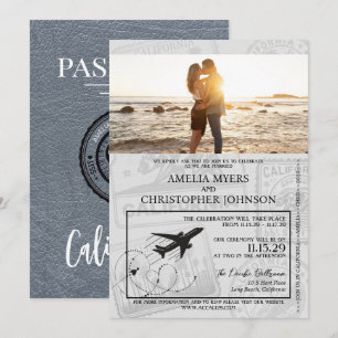 Silver California Passport Wedding Einladung