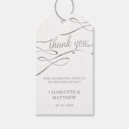Silver Calligraphy Danke Ihnen für Tags Geschenkanhänger
