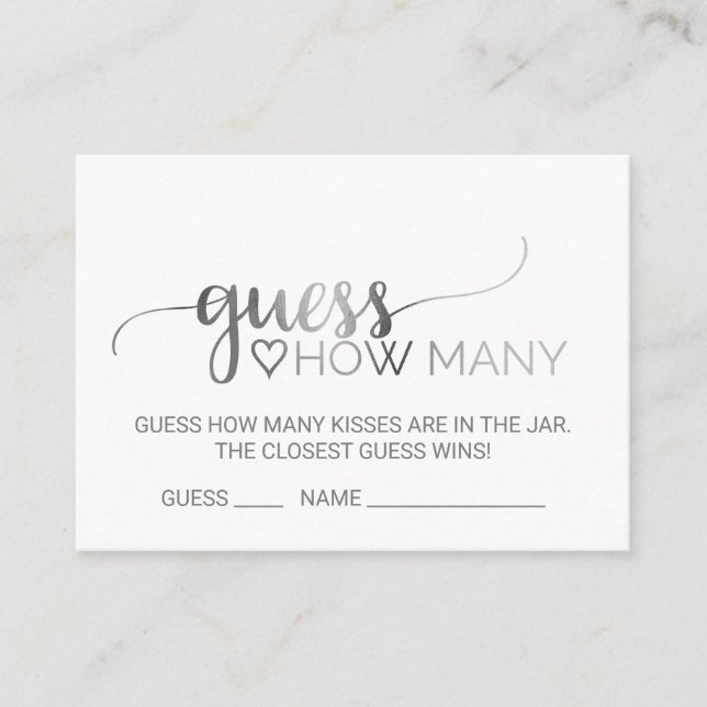 Silver Calligraphy Guess Wie viele Kiss Cards Begleitkarte (Vorderseite)