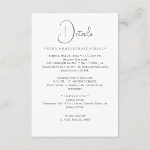 Silver Calligraphy Wedding Details Card Begleitkarte