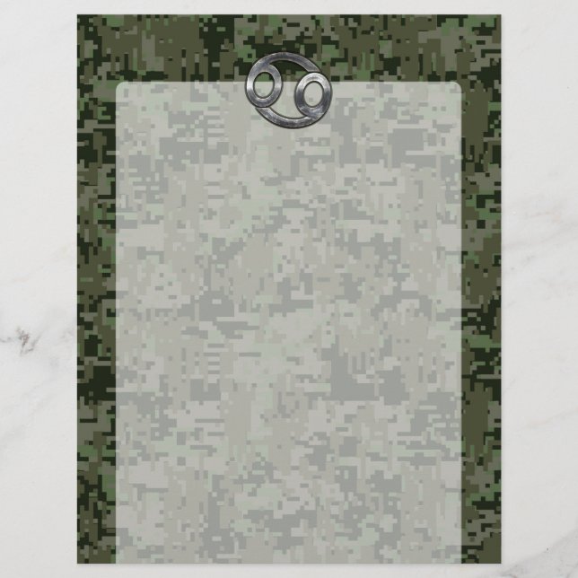 Silver Cancer Zodiac Sign auf der grünen digitalen (Vorderseite)