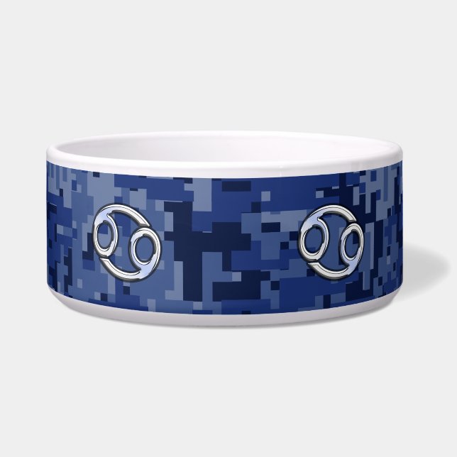 Silver Cancer Zodiac Sign Navy Blue Digital Camo Napf (Vorderseite)