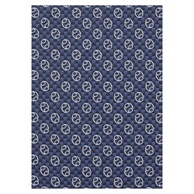 Silver Cancer Zodiac Symbol Navy Carbon Fibre Tischdecke (Vorderseite)