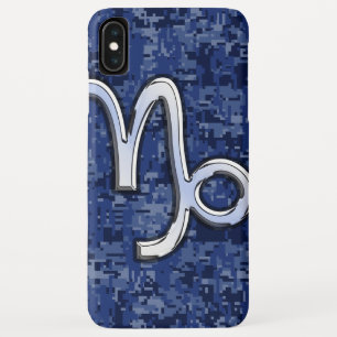 Silver Capricorn Zodiac Symbol Blue Camouflage title_seo2