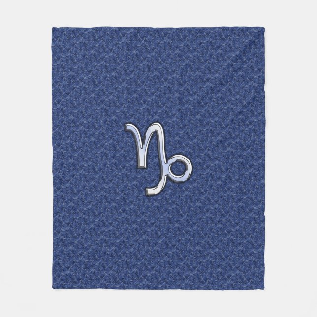 Silver Capricorn Zodiac Symbol Blue Camouflage Fleecedecke (Vorderseite)
