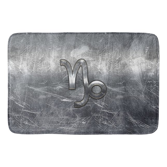 Silver Capricorn Zodiac Symbol Steel Style Badematte (Vorderseite)