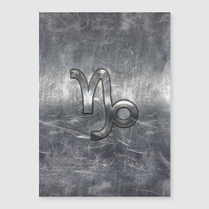 Silver Capricorn Zodiac Symbol Steel Style Magnetkarte