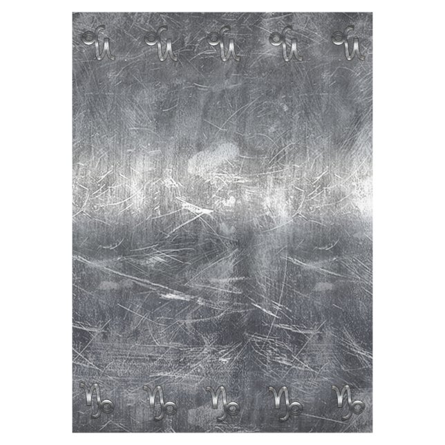 Silver Capricorn Zodiac Symbol Steel Style Tischdecke (Vorderseite)
