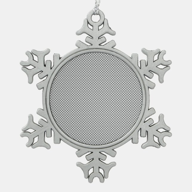 Silver Carbon Fibre Style Print Schneeflocken Zinn-Ornament (Vorderseite)