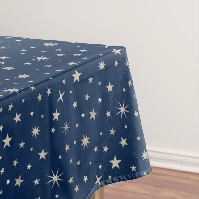 Silver Celestial Star Muster Niedlich Navy Blue Pa Tischdecke (Beispiel)