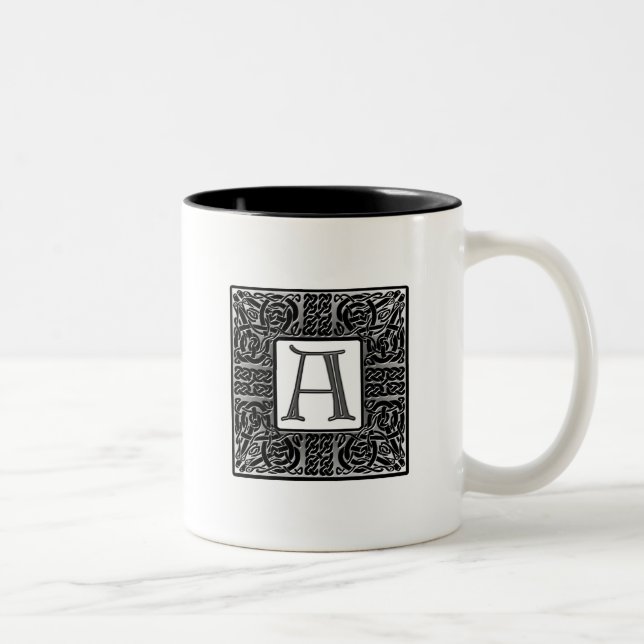 Silver Celtic "A Monogram" Zweifarbige Tasse (Rechts)