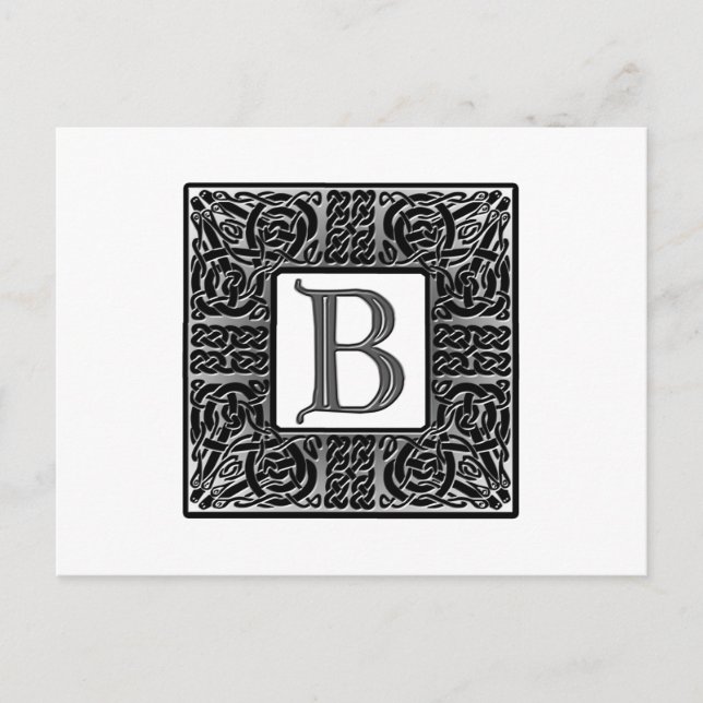 Silver Celtic "B" Monogram Postkarte (Vorderseite)