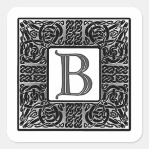 Silver Celtic "B" Monogram Quadratischer Aufkleber